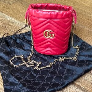 Authentic Gucci Marmot Mini Bucket bag Red